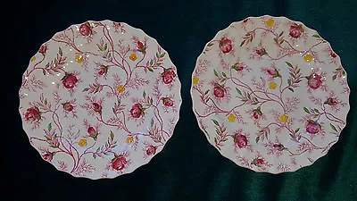 8 Vntg Copeland Spode England Rosebud Chintz 6  Ribbed China Bread&Butter Plates • $60