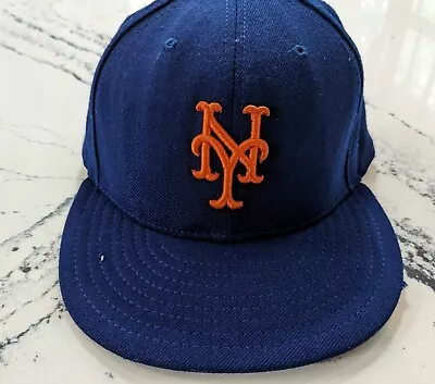 Vintage New York Mets Embroidered New Era 59FIFTY Fitted Hat Blue Size 7 3/8 • $15