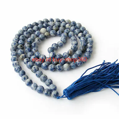 8mm Tibet Buddhist 108 Blue Lapis Lazuli Gemstone Prayer Beads Mala Necklace • $6.08