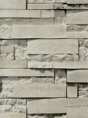 Gray Stone Bricks 3D Self Adhesive Wallpapers Vintage Vinyl Wall Stickers Decor • $66.62