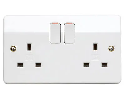 MK Switched Double Socket White 13 Amp K2747  2 GANG SWITCH LOGIC PLUS • £5.99