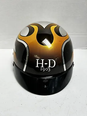 Harley Davidson Motorcycle Half Helmet Chrome Orange Flames Adult XS • $30