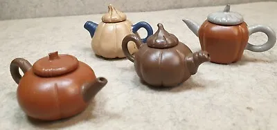 Antique Chinese Yixing Hand Made Miniature Teapots (X4) Set; Early 1900's. • $59