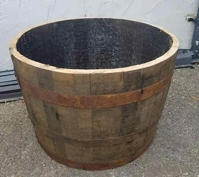 Large Genuine Half Whisky Barrel Planter Oak Whiskey Plant Container Flower Pot • £44.95