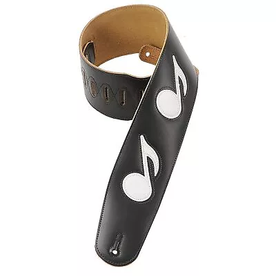 M4N-BLK 3.5  Genuine Leather Bass Guitar Strap With Music Note Inlay Black • $62.21