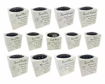 Memorial Graveside Pot Verse Flowers Diamante Rose Grave Pot Vase Special Missed • £19.99