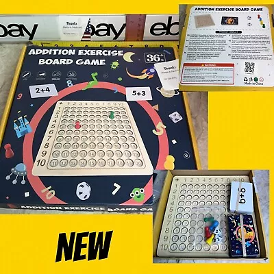 Addition Exercise Wooden Board Game  Multiplication Board Games Sturdy Learning • $19.64