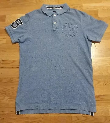 £12.95 • Buy SUPERDRY CLASSIC PIQUE POLO CO BLUE SHIRT Smart Top Tee Mens Womens Size Large