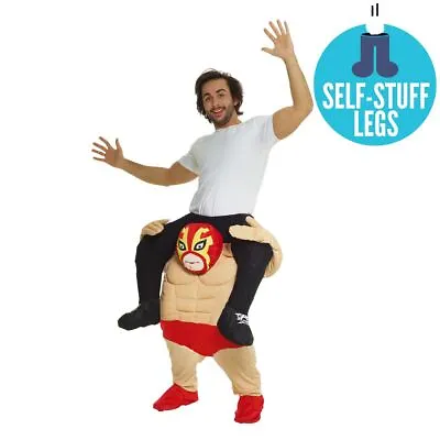 Adult Wrestler Piggyback Costume Men`s Ride On Fancy Dress Stag Party Piggy Back • £42.99