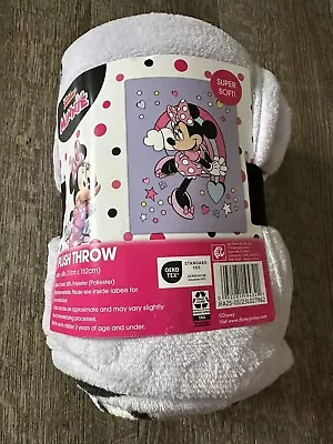 Disney Junior Minnie Mouse Plush Throw 46 Inch By 60 Inch Blanket Purple New • $18.95