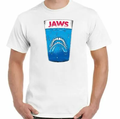 JAWS T-SHIRT OAP Bald Retirement Birthday Mens False Teeth Parody Shark Movie • £7.94