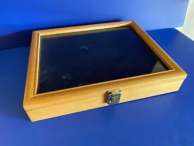 Wood Display Case Glass Front Padded Inside For CoinsPins Metals • $14.99