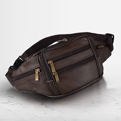 Genuine Real Leather Waist Bag Holiday Money Travel Pouch Belt Wallet Bumbag Uk • £7.85