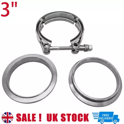 3  76mm V Band Vband Clamp Stainless Steel Flange Turbo Exhaust Downpipe Kit UK • £13.08