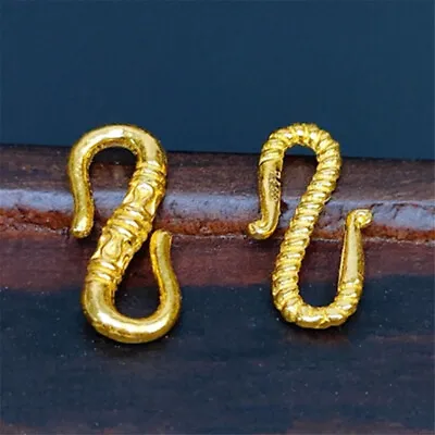 1pcs Pure 999 24K Yellow Gold Lucky S Clasp Connector For Bracelet Necklace • $109.25