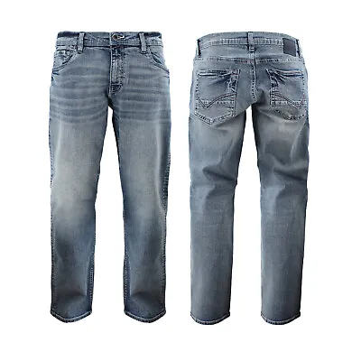 Men's Faded Wash Relaxed Fit Cotton Blend Denim Light Blue Casual Jean Pants • $29.39