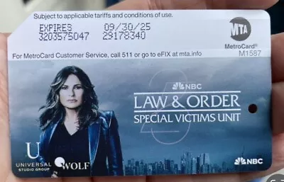 Law & Order Svu Olivia Benson Mariska Hargitay Nyc Metrocard New York Ny • $14.99