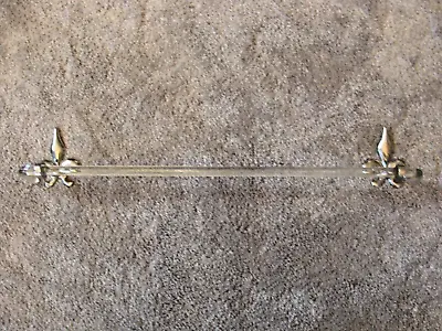 UNIQUE Vintage 24  Bent Glass Towel Bar Art Deco Bath W Fleur-de-Lis Brackets • $44.95