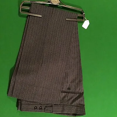 Masonic Mens Stripe Trousers. 30” Waist. 29”inside Leg. Black And Grey Stripe. • £20