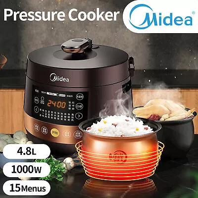 Midea 4.8L Electric Pressure Cooker Double Pot Cook Rice Stew Kitchen Appliances • $189.99