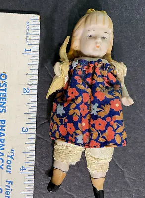 Vintage Shackman Little Girl Doll Porcelain Ceramic Bisque In Floral Dress Japan • $16.80