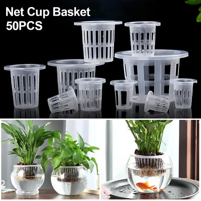 50Pcs Hydroponic Mesh Pot Net Cup Basket Aeroponic Planting Grow Clone Soilless • £5.45