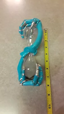 Skeleton Hand Holding A Hour Glass Turquoise Blue Silver Finger Tips • $29.99