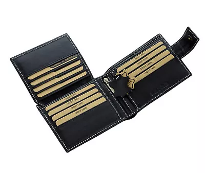 $27.99 • Buy Mens GENUINE Leather Wallet Slim RFID Blocking Trifold Pocket Purse Card Holder
