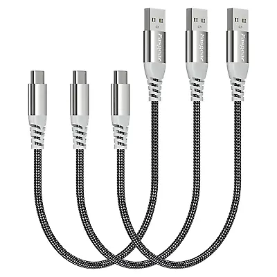 Short USB C Cable-30Cm 3 Pack Fasgear Fast Charging USB A To Type C Cord Nylon  • $17.99