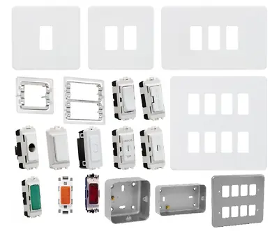 Ced Axiom Metal Custom Grid Front Plate Switch White Chrome Commercial Socket • £2.49