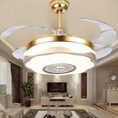 USA 42  Invisible Ceiling Fan Light LED Chandelier Lamp Dimmable W/ Remote • $73.15