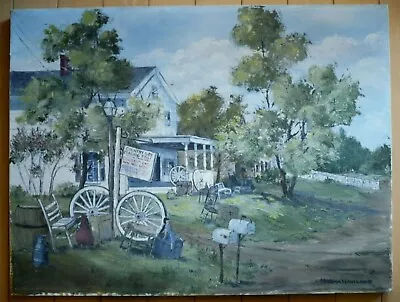 Norma Haviland Countryside Vermont Vt Vintage Folk Country Landscape Oil Signed • $318