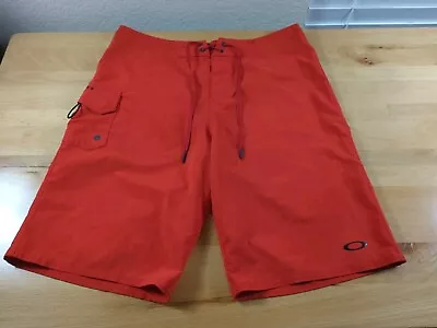 Oakley Men's Board Shorts Size 33 Pocket Red Swim Suit • $14.99