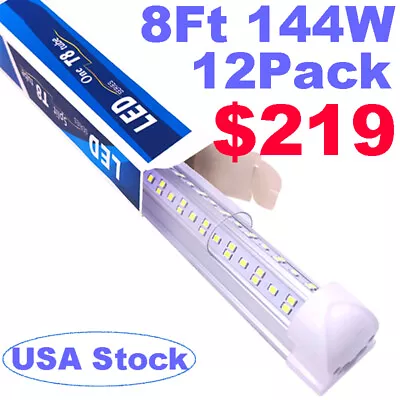 8FT T8 LED Tube Light 144W LED Shop Light Fixture For Garage Warehouse 12 Lights • $219.99