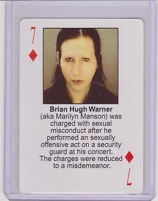 Rare 2003 Starz Behind Barz ~ Marilyn Manson Playing Card ~ Mug Shot ~ Dope Show • $5