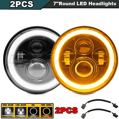 2x 7 Inch BLACK Halo LED Headlights Fit 2002-06 Mercedes Benz W463 G Class Wagon • $79.99