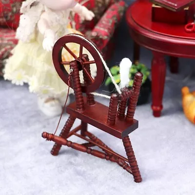 $11.40 • Buy 1:12 Scale Dollhouse Miniatures Spindle Spinning Wheel Handloom Machine