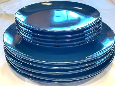 10 Ikea Medium Blue 21963 Fargrik 5 Dinner & 5 Salad Plates  - Free Ship • $75