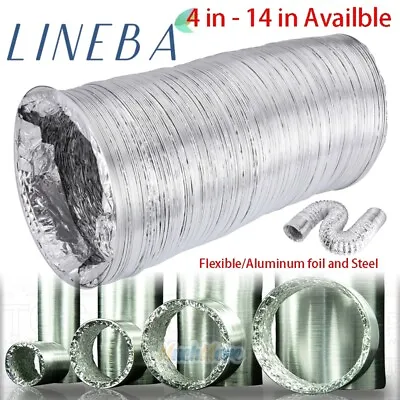 4 6 8 10 12 14 FLEXIBLE Aluminum DUCTING HOSE 8 25 Ft EXHAUST DUCT AIR VENT Fan • $46.99