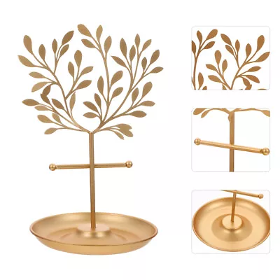  Earring Stand Metal Clothes Hangers Gold Rack Jewelry Display Tree Storage Box • £13.55