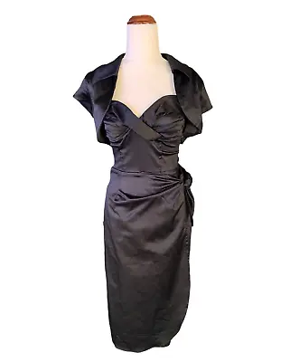 Deadly Dames Pinup Girl Clothing- Black Sarong Dress & Bolero Jacket Size Small • £50.61