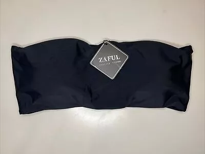 Zaful Women's Black Strapless Bandeau Bikini Bra Swim Top Size 8-10 Large NWT • $7