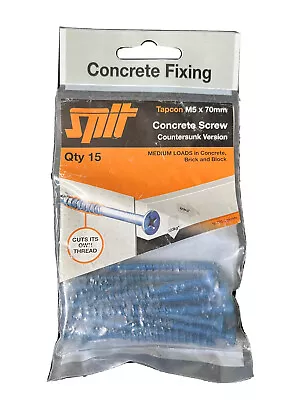 Pack Of 15 Spit Tapcon Concrete Screws Counter Sunk Version M5 X 70mm • £7.26