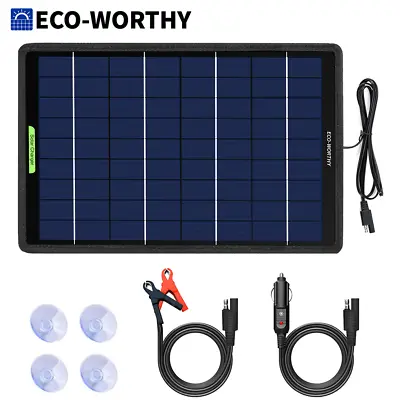 $18.99 • Buy 5W Solar Panel Kit 12V Backup Car Battery Trickle Charger Portable Waterproof RV