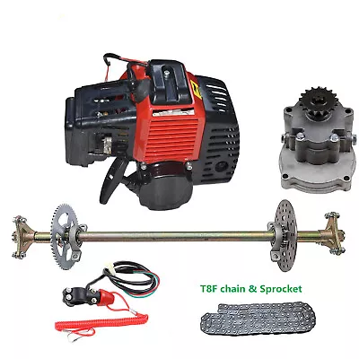 29'' Go Kart Rear Axle Wheel Hub Kit+49cc Gas Engine Motor Gear Box+Switch Chain • $289.24