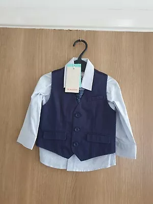 £7.99 • Buy Baby Boys Shirt/Waistcoat Tie Set 6-12  Months Monsoon New