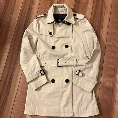 BURBERRY BLACK LABEL Trench Coat Belted Beige Cotton Men Size S Used NO BUTTON • $103