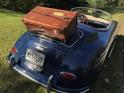 VINTAGE 1930s SADDLE LEATHER TRAVEL STICKER PORSCHE 356 CAR RACK SUITCASE R$2198 • $837.25