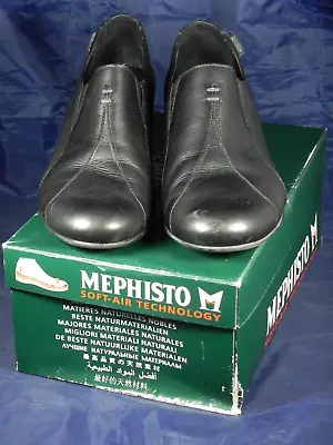 Mephisto Vivia Shoes Black Leather Heel Slip-on Women's US 8 EU 5.5 Valeta 00 • $36.50