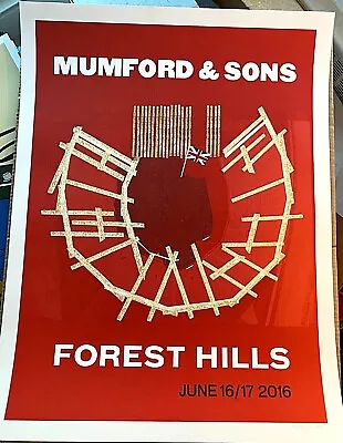 RARE Mumford & Sons Forest Hills NY 2016 AP Original Concert Poster SHIPS TODAY! • $79.97